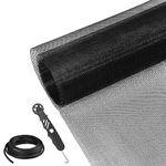 Window Screen, 35" x 118" Screen Door Repair Kit with rubber piping and hand tool, Screen Repair Kit for Sliding Door, Window Screen and Patio Screen (Black)