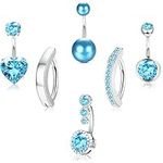 LOLIAS 6Pcs Blue Belly Button Rings