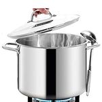 HOMICHEF 12 Quart LARGE Stock Pot with Glass Lid - NICKEL FREE Stainless Steel Healthy Cookware Stockpots with Lids 12 Quart - Mirror Polished Induction Pot - Commercial Grade Soup Pot Cooking Pot