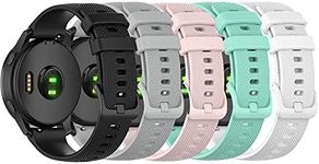 RuenTech Bands intended for Garmin Vivoactive 3, Vivoactive 3 Music, Vivomove HR, Vivomove Watch Band 20mm Quick Release Silicone Bands (Black/Teal/Gray/Pink/White)