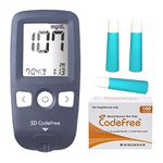 SD Codefree Blood Glucose Monitoring Glucometer machine with 100 Codefree Strips 100 Safety Lancet combo - Multi
