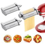 Pasta Attachment for KitchenAid Mixer, Includes Pasta Sheet Roller, Spaghetti Cutter, Fettuccine Cutter, Stainless Steel Pasta Maker Attachment for Kitchenaid Mixer by HOZODO