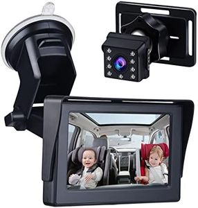 HUIOP Baby Car Mirror,Baby Car Mirror 1080P 4.3 Inch Baby Car Camera Night Vision Safety Car Seat Mirror Cameras Monitored Mirrors with Wide Crystal Clear View Adjustable Angle Length 5M Long Cable