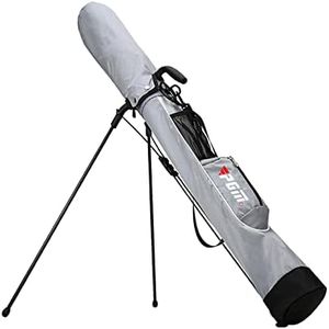 Hellery Waterproof Dustproof Golf Stand Pitch and Putt Bag with Bracket and Portable Handle, Convenient to Lift, Grey