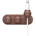 elago | LINE FRIENDS Magnetic Cable Management Buttons, Organize 3 Cables, Powerful magnets, Reusable Sticker Attaches to Surface, Desk Organization (BROWN)