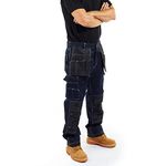 SITE KING Mens Holster Pocket Cargo Combat Work Trousers Size 30 to 44 Heavy Duty with Contrast Styling (32 Waist / 33" Long Leg, Navy)