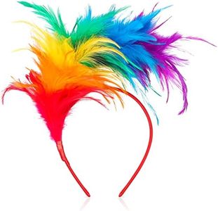 Diadema de Pluma de Colores Diadema Fascinante Cinta para Pelo de Cosplay Tocado de Fiesta de Carnaval Diadema de Arcoíris Tocado de Pluma de Disfraz para Pascua Halloween (Color Brillante)