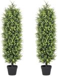 I.C.ELAINE 4ft Boxwood Topiary Trees Artificial Outdoors Set of 2 Pack, Fake Evergreen Plants 48 Inch Faux Bushes and Shrubs for Planter Front Porch Patio Decor 4 Foot