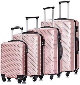 Apelila 4PC 18-28 Inch Hardshell Luggage ABS Luggages Sets With Spinner Wheels Hard Shell Spinner Carry On Suitcase (Rose Gold, 4 PCS)