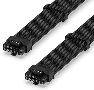 EZDIY-FAB 16AWG PCI-e 5.0 12VHPWR PSU Sleeved Cable, 600W 12+4 Pin Male to 12+4 Pin Male Cable for RTX 3090Ti/4070Ti/4080/4090, 60cm/23.62in-Black