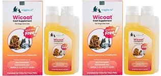 WIGGLES Wicoat Dog Skin Coat Supplement Syrup Cat, 500ml - Multivitamins Itchy Dry Skin Care Treatment - Sardine Fish Oil, Flaxseed Oil, Soybean Oil