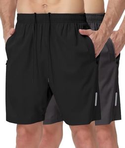 UUMIAER Mens Athletic Gym Shorts 7" Utra-Light Quick Dry Running Workout Basketball Shorts with Zipper Pockets Sports Tennis
