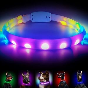 LED Dog Collar - Color Changeable Light Up Dog Collars USB Rechargeable,11 Light Effects Glow in The Dark Collar Weatherproof Fits for Small Medium Large Dog,Keep Your Pets Seen Safety High Visibility