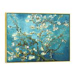 Wieco Art Gold Framed Giclee Canvas Prints of Almond Blossom by Vincent Van Gogh Paintings Reproduction Wall Art Pictures for Home Decorations