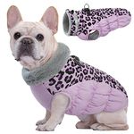 Kuoser Warm Dog Jacket, Reflective Dog Coat, Windproof Dog Coat for Small Dogs, Fashionable Dog Coat for Large Dogs, Dog Winter Coat, Dog Coat with Harness, Purple, M