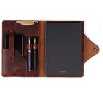 Londo Genuine Leather Portfolio with Notepad and Snap Closure - Large - Brown, OTTO424