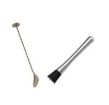 Dynore Stainless Steel Muddler with Bar Spoon Crusher/Coin bar Spoon