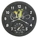 Taylor Precision Products 14" Cocktails Clock with Thermometer, Assorted
