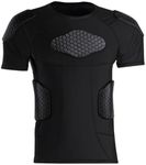 Men’s Protective Gear Chest Rib Shoulder Back Guards Sports Shock Rash Guard Compression Padded Shirt for Baseball Football Soccer Rugby Volleyball Bicycle US M/Lable L