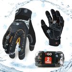 Vgo 2 Pairs 0°C/32°F Waterproof Heavy-Duty Winter Mechanic Work Gloves, Impact Reduction(Size M, Black, SL8849FW)