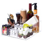 Chivalral Coffee Bar Station Organizer for Countertop, Acrylic Coffee and Tea Pod Condiment Storage Clear Organizer Holder with Handle, for K-cup, Sugar, Creamer Syrup Gift for Coffee Lovers