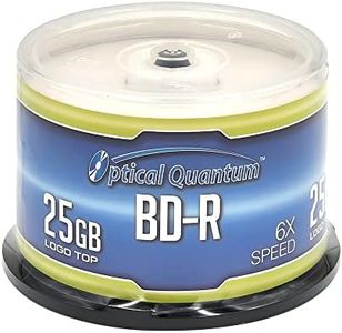 Optical Quantum OQBDR06LT-50 6X 25GB BD-R Single Layer Blu-Ray Recordable Blank Media Logo Top, 50-Disc Spindle