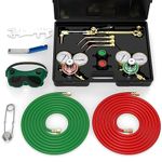 TOOLIOM Oxygen & Acetylene Torch Kit, Gas Cutting Welding Torch Set Welder Tools with Regulator Gauges Nozzles Hose