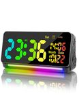 120db Super Loud Alarm Clocks for Heavy Sleepers adults , 15 Wake Up Sounds Alarm Clock for Heavy sleepers , 7 Color Night Light, Dynamic RGB Color , 0-100% Dimmer, Snooze, DST , Large LED Display