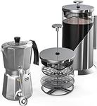Cafe Du Chateau French Press & Espresso Maker - Elevate Your Coffee Experience with 4-Level Filtration, BPA-Free Glass, and Transparent Lid Brilliance - Perfect Coffee & Tea & Espresso