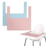 High Chair Placemat, 2 Durable for IKEA High Chair Mat, Clean and Hygienic, Suitable for IKEA Antilop Highchai, for Toddlers and Babies (Pink/Blue)