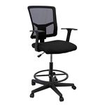 Sit to Stand Drafting Task Stool Chair for Standing Desks with Adjustable Footrest and Armrests (28", Black)