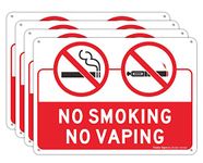 No Smoking No Vaping Sign, 4 Pack, 10" x 7" .40 Rust Free Aluminum, UV Protected, Weather Resistant, Waterproof, Durable Ink，Easy to Mount