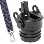 Gearproz Straw Lid with Paracord Handle, Straws, Cleaning Brush, Shoulder Strap (6 pcs Total) Compatible with Hydro Flask, RTIC, Simple Modern, IronFlask Standard Mouth Bottles (Purple)