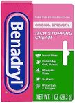 Benadryl Original Strength Anti-Itch Cream, Bug Bite Itch Relief, Diphenhydramine HCl Topical Analgesic & Zinc Acetate Skin Protectant, Great for Camping Essentials, 1 oz