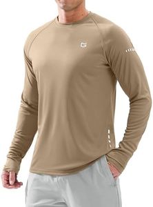 Men's Sun Protection Long Sleeve Shirts UPF 50+ Rash Guard for Men SPF UV Fishing Hiking Running Workout Athletic Shirt Khaki