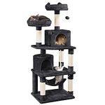 Yaheetech Cat Tree for Indoor Cats, Tall Cat Tower Cat Scratching Posts Large Kitten Activity Centre with Condos and Hammock, Black Cat Tower, 158cm