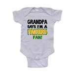 NanyCrafts My Grandpa Says I'm a Packers Fan Baby Bodysuit, Grandpa Packers Fan, Heather, 6 Months