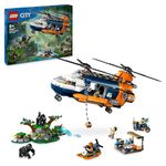 LEGO City Jungle Explorer Helicopter at Base Camp, Vehicle Building Toy Adventure Set for 8 Plus Year Old Kids, Boys & Girls, with 5 Minifigures and 3 Gorilla Animal Figures, Creative Gift Idea 60437