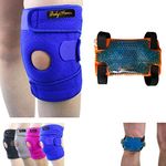 BodyMoves Kid's Knee Brace Support Plus Hot and Cold Ice Gel Pack for stabilizing Patella Meniscus Tear Ligament Injury Prevention (Active Blue)