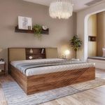 Wakefit Bed | Queen (78 X 60) Engineered Wood Bed, Upholstered, with Storage, 1 Year Warranty | - Orion - Columbian Walnut_Omega Pearl