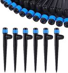 Drip Irrigation Emitters with Adjustable 360 Degree Water Flow Drippers Sprayer for 1/4 inch Tubing, Garden Drippers Sprayer Perfect for House Garden Watering System.(50pcs-Blue 360 Degree Sprayer)