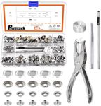 Rustark 40 Sets 160Pcs Stainless Steel Marine Grade Snap Fasteners Kit with 4Pcs Setting Tool, 15mm Snap Buttons Heavy Duty Press Stud Cap with Pliers for Canvas Boat Cover