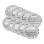 Vent Systems 4" Inch (Opening Dimensions) White Soffit Vent Cover with Flange - Pack of 10 Plastic Round Air Vent Grille - Built-in Insect Screen HVAC for Bathroom, Home 5.2" Inch (Outer Dimensions)