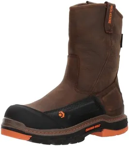 WOLVERINE Mens Overpass 10" Composite-Toe Wellington Boot, Brown, 10 US