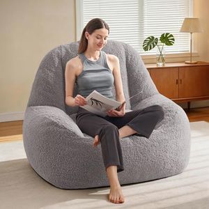 Homguava Bean Bag Chairs for Adults, Giant Beanbag Couch Adult Bean Bag Chair Sofa with Filler Included, Modern Lazy Lounger Comfy Chair for Living ROM(Grey)