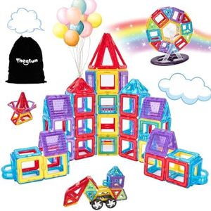 Theefun Construction Magnetique Enfant 100 Pièces, Blocs de Construction Magnétique Jeux de Construction Magnetique pour Garçons et Filles Créatif et éducatif pour Enfants de 3 4 5 6 7 Ans
