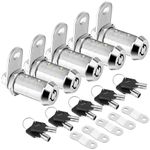 PTEROMY 5 Pack Cabinet Lock with Keys, 1-1/2'' Heavy Duty Tubular Cam Lock for RV Compartment Storage Locks, Full Set of RV Cam Locks (Chrome, 1-1/2'', 5 Pack)