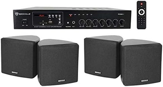 Rockville Commercial Restaurant Bluetooth Amplifier+(4) 3.5" Black Cube Speakers