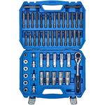 DIPMOTOR 50PCS Drive Shock Absorber Tool Kit, Suspension Shock Absorber Strut Nut Removal Installation Tool Socket Wrench Kit Tribus Tools Set for All Vehicles