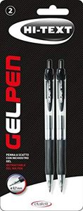 Penne a scatto GEL PEN Hi -Text 1080, punta fine 0,7 mm - Blister 2 pezzi monocolore nero
